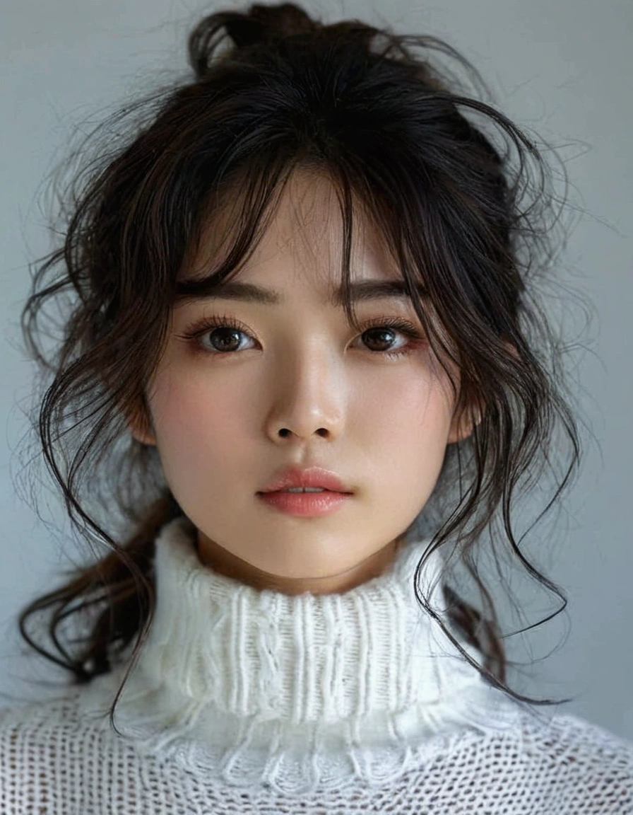 A delicate, graphite sketch shows a naked traditional Thai girl, her features rendered in subtle shading and precise lines. The framing is tight, focusing attention on the sweet beautiful serene face,e. a close up of a woman with a white turtle neck sweater, beautiful japanese girls face, japanese model, by Yamagata Hiro, beautiful aesthetic face, cute natural anime face, beautiful delicate face, lovely delicate face, girl cute-fine-face, japanese facial features, extremely beautiful face, portrait cute-fine-face, beautiful face!!, gorgeous face portrait