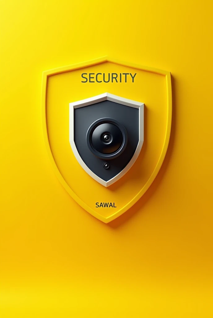 shield with yellow base background
Security Camera: Modern and clean design.
Text "SECURITY": Above the camera.
Text "SAWAL": Just below the base of the camera.