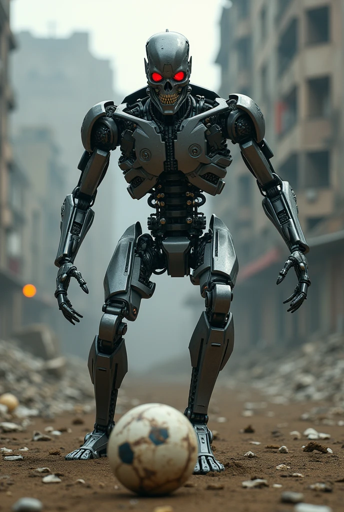 Terminator playing soccer