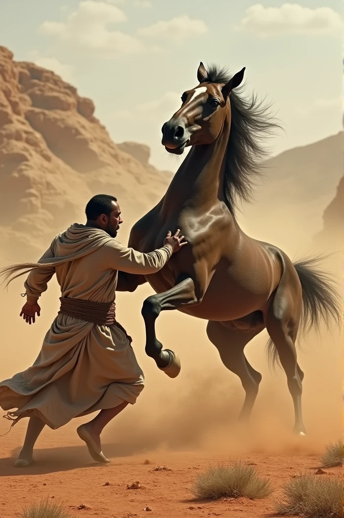 Somali man, horse fight