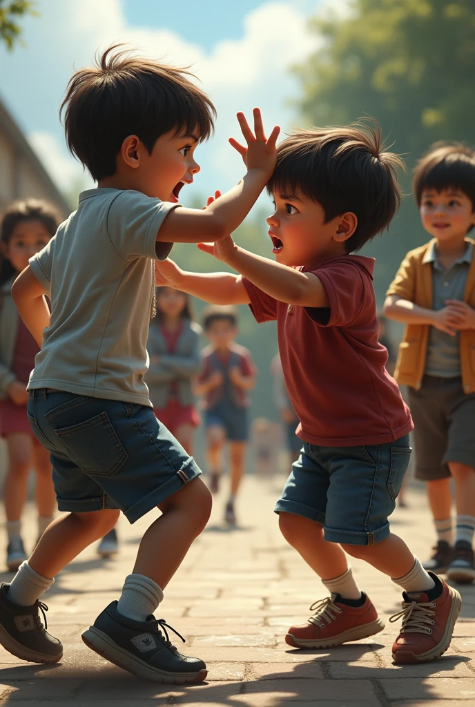A child hitting another child