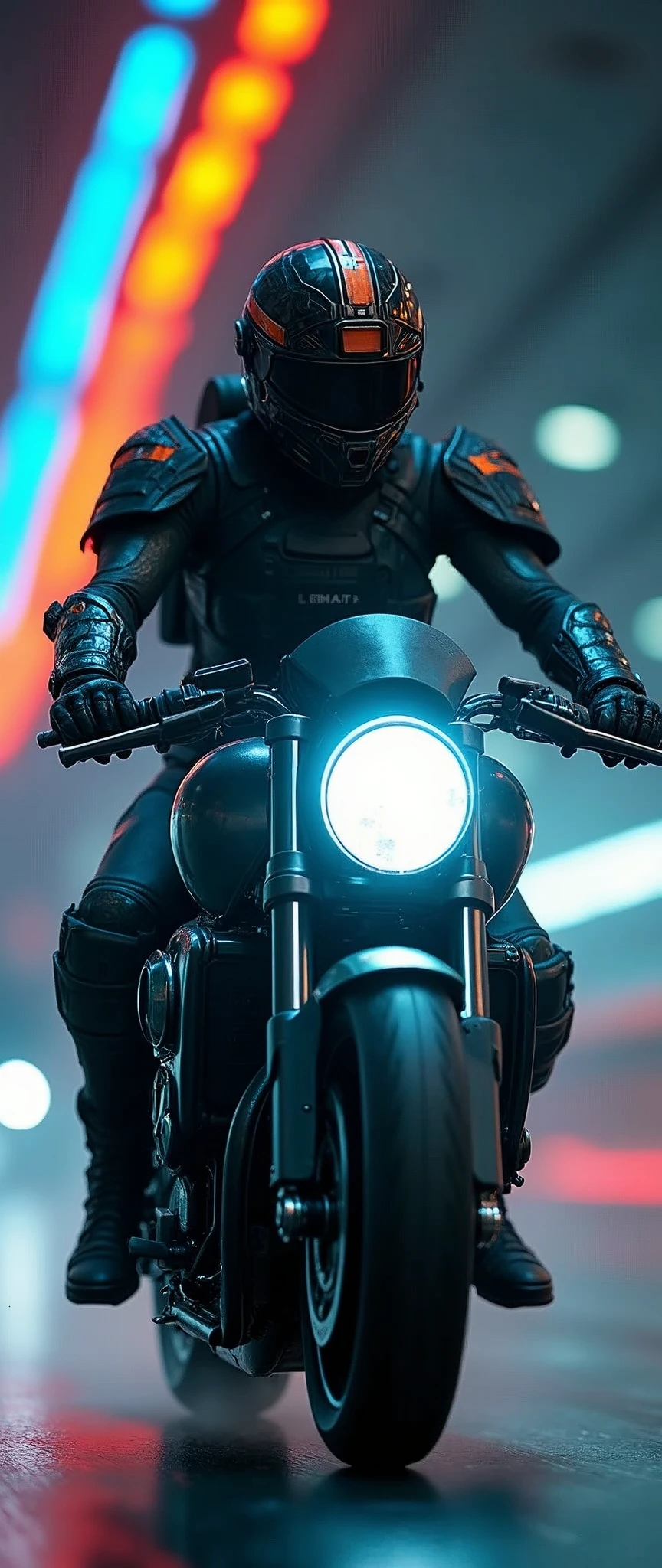 (masterpiece:1.2,Highest quality,Ultra-high resolution,Very detailed,Realistic,RAW Photos:1.2,Elaborate photos),8k,wallpaper,(Ray Tracing),(Future City:2.0),sf,cyber punk,(A beautiful woman driving a futuristic, heavy armored SWAT mecha motorcycle.:2.0),(Beautiful Face),(A woman wearing a SWAT team's tactical mech bodysuit:2.0),(A dynamic angle from the front),night,(Rainbow-colored guiding lights:2.0),(The aircraft hurtled through the tunnel's curve at breakneck speed.:2.0),(Tunnel of Light:2.0),(Motion Blur),(Depicting the lean of a motorcycle going around a curve:2.0)
