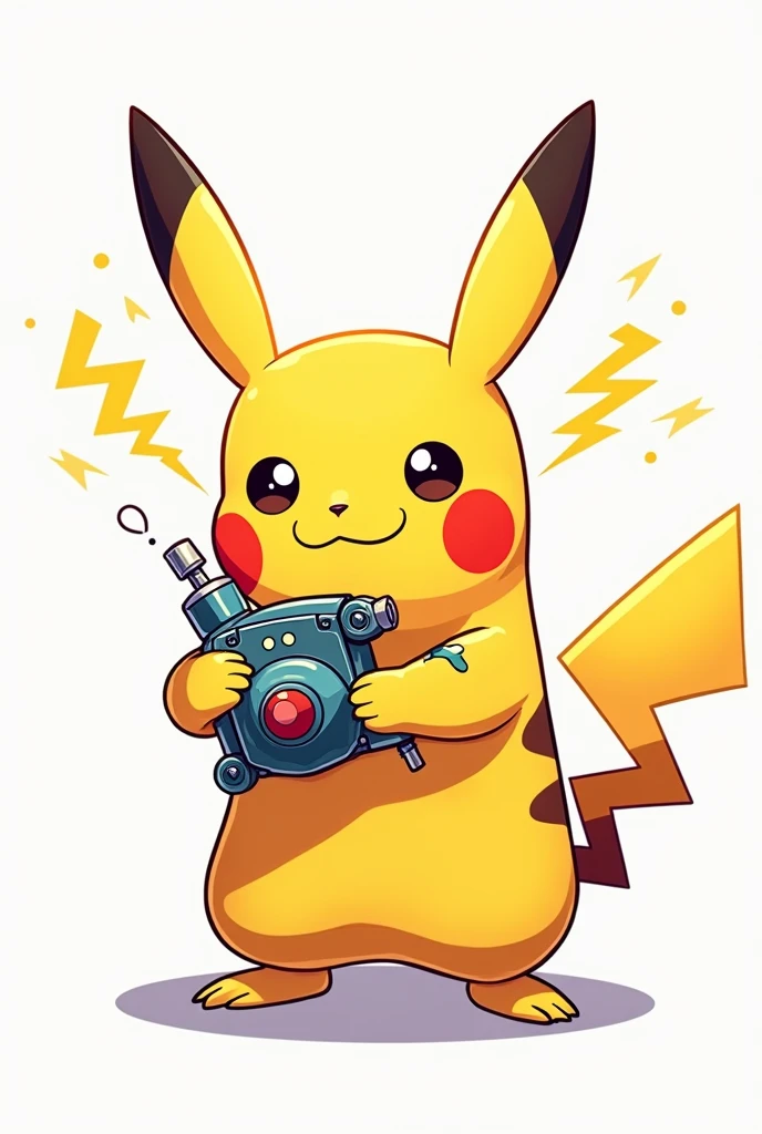 Pikachu holding a tattoo machine in PNG