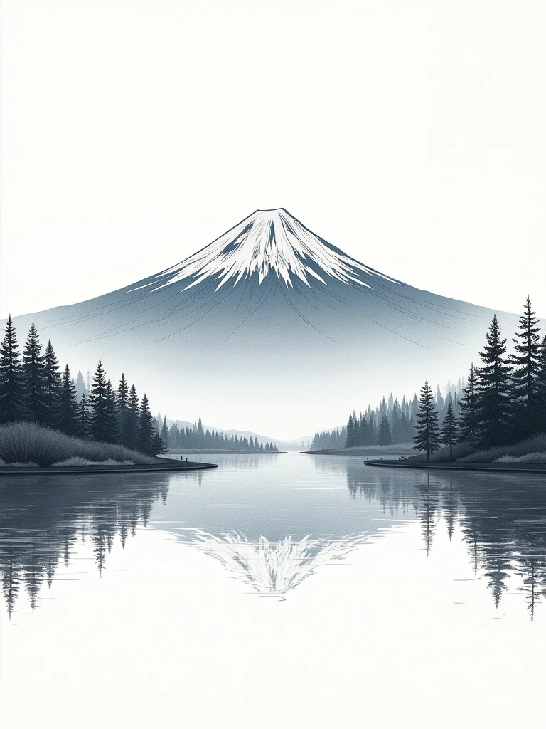 landscape,Fuji Mountain,Line art,photo shoot
