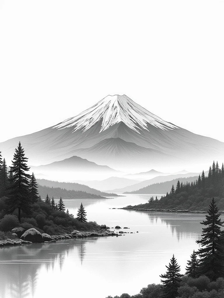 landscape,Fuji Mountain,Line art,photo shoot
