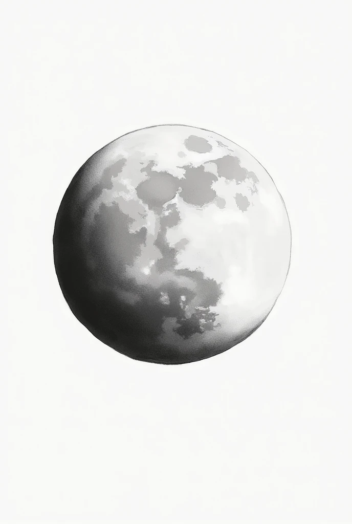 drawing of a simple moon in black and white and drawn