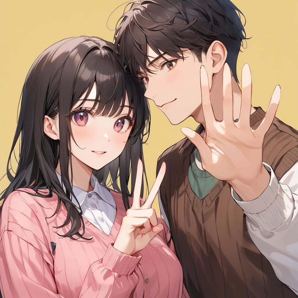 "A young couple in their 20s, focusing on their upper bodies with no background. The woman is holding up her hands to form an 'X' gesture, indicating disapproval or a playful refusal. The man is looking at her with curiosity or concern. The scene captures a lighthearted or serious moment between the couple, emphasizing their and communication.