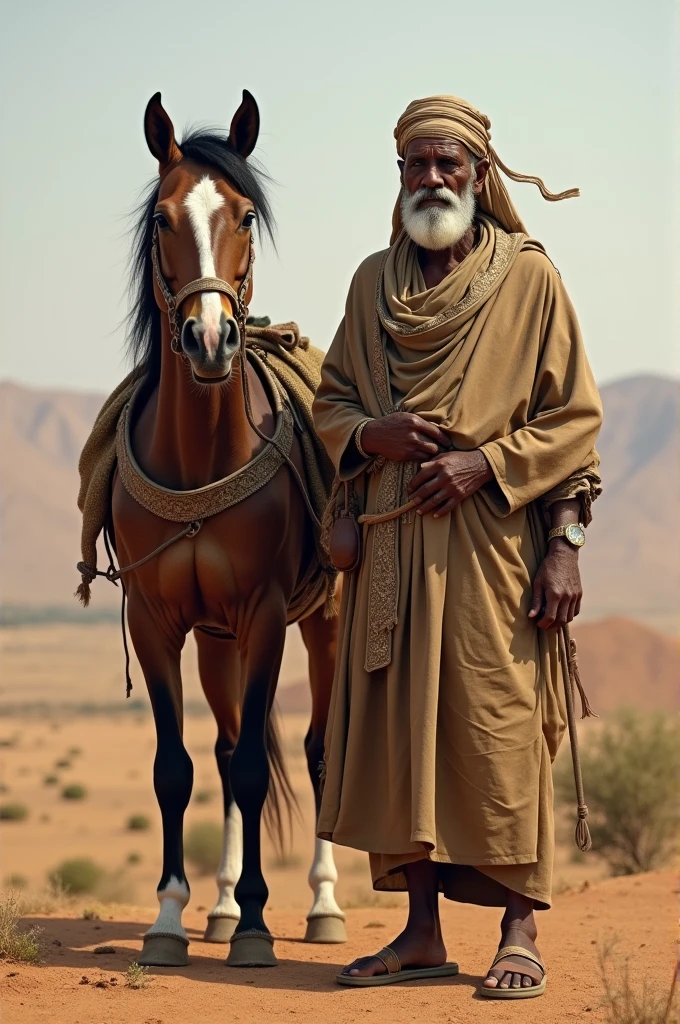 Old somali man and his horse
