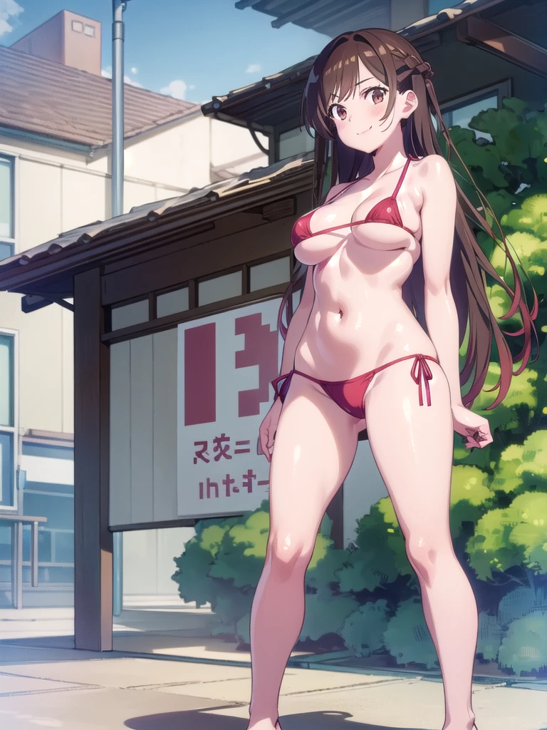 (((pixel-perfect, detail-perfect))), solo, 1girl, chizuru ichinose, micro bikini,looking at viewer, smile, upper body1 girl, beauty, brown eyes, alone, breasts, brown hair, big breasts, Kanojo anime lineart, Chizuru, 1 girl, brown hair, long hair,, big breasts,,add_detail: 1, FULL BODY ,in the Beach, View from below , micro bikini