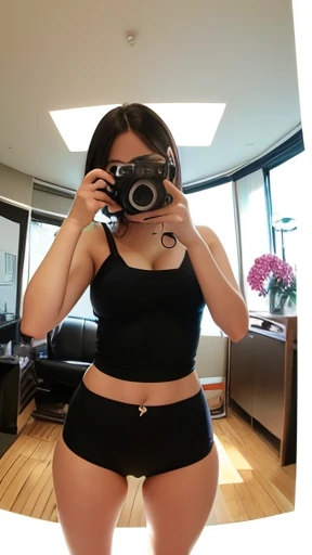 Fisheye Lens, A beautiful woman wearing a dog costume、pose、A face is visible、Ultra-high-resolution image