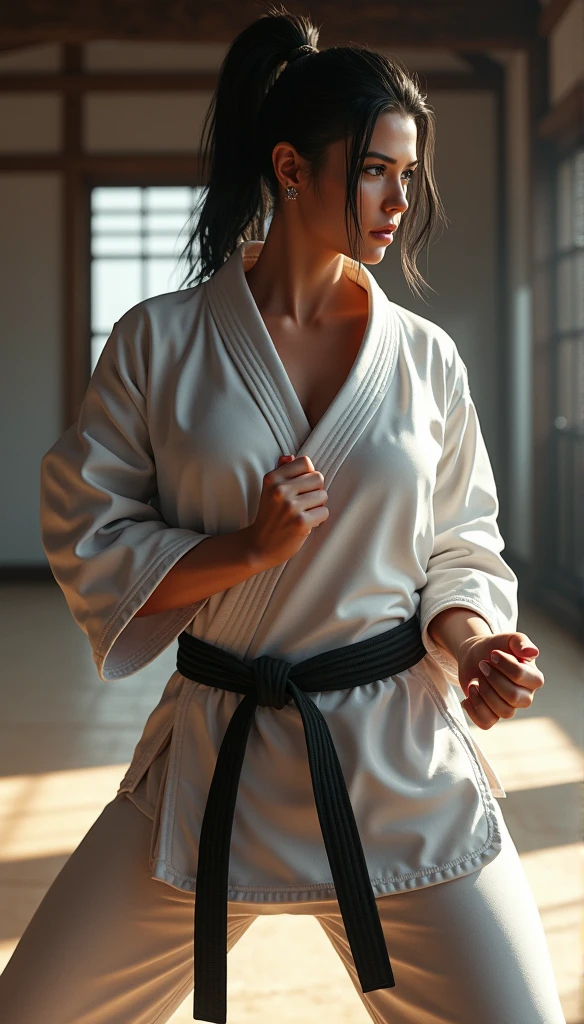 Realistic busty woman,Karateka,hokuto shinken,ultimate form,