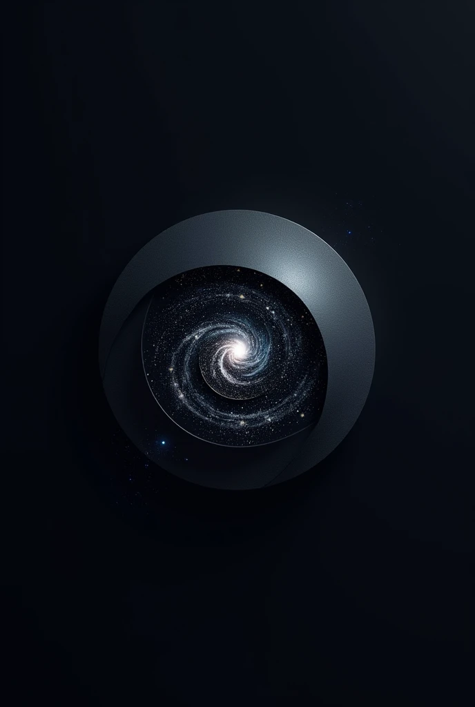 Logo of a black sphere with a universe inside and inside the universe a computer