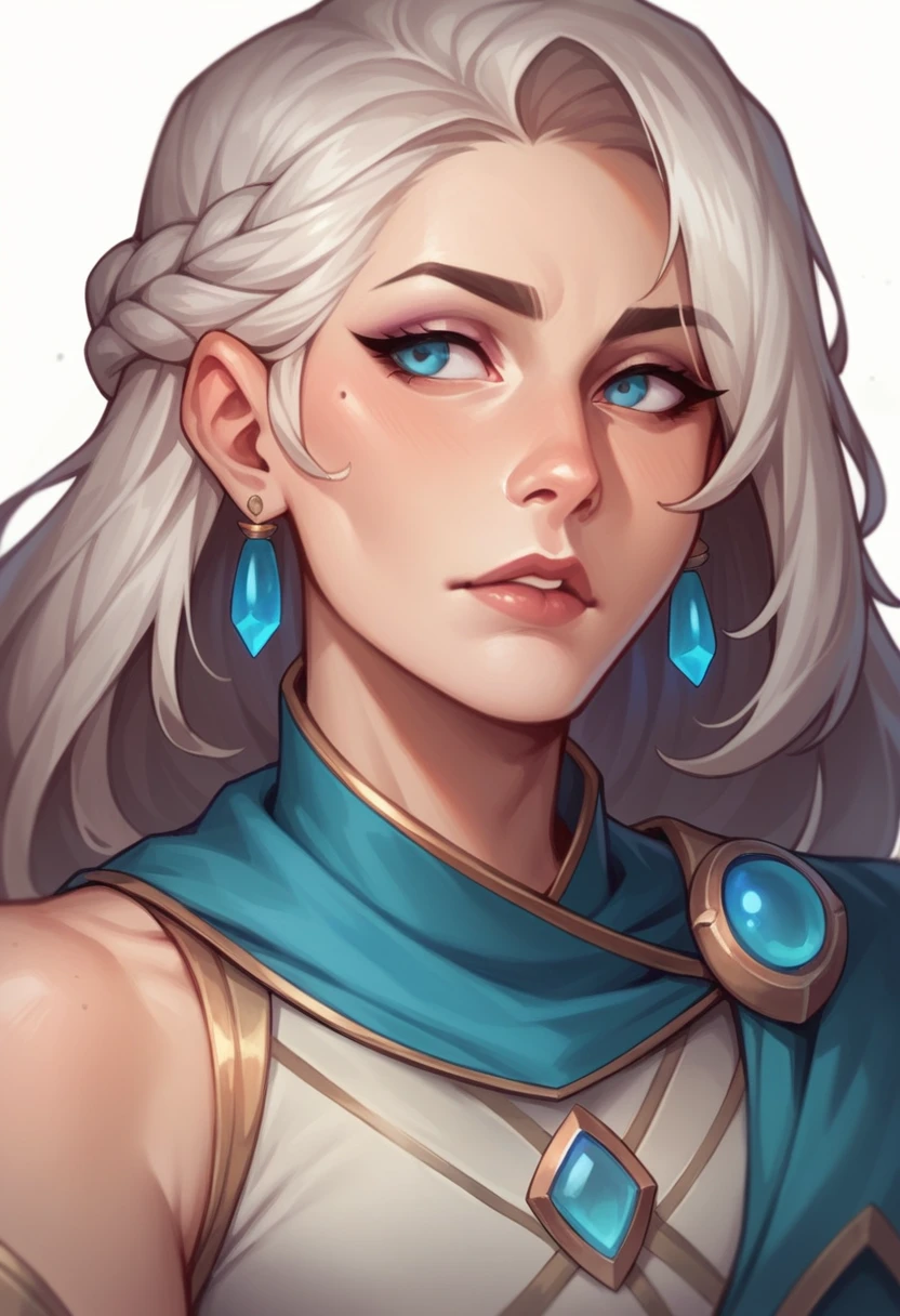 seen from the ground, Whole body, paladin woman, looking ahead, White background, milf