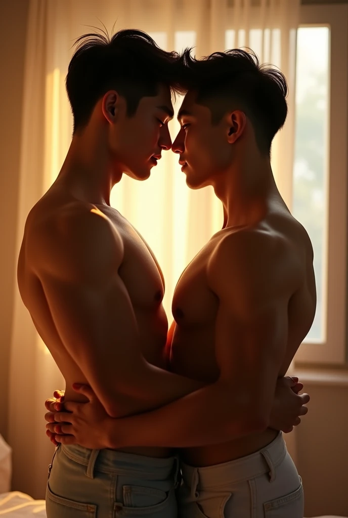 Two Korean gay men together with beautiful bodies together