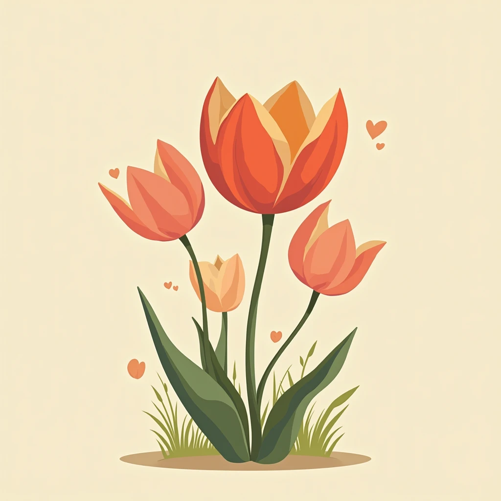 Cute tulip cartoon girl