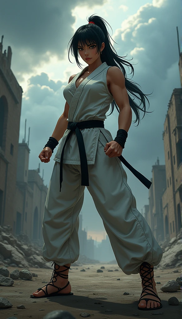 Realistic busty woman,Karateka,hokuto no ken,ultimate form,8k