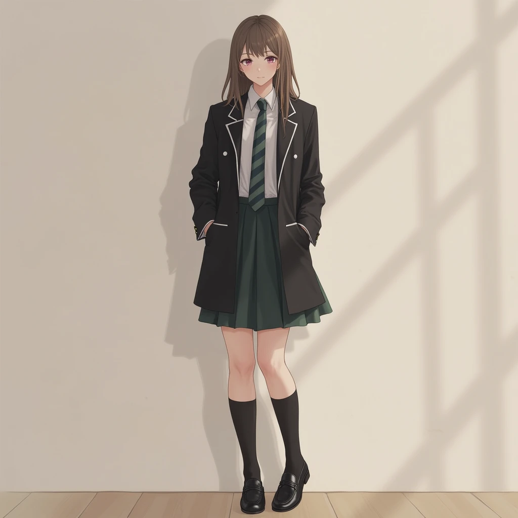 female、Headless、No head、can not see、uniform、blazer、tie、loafers、socks、Cute pose、Winter clothes、Hotel、