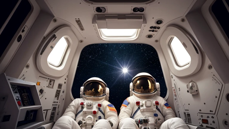 Inside the spaceship,2 people,astronaut,