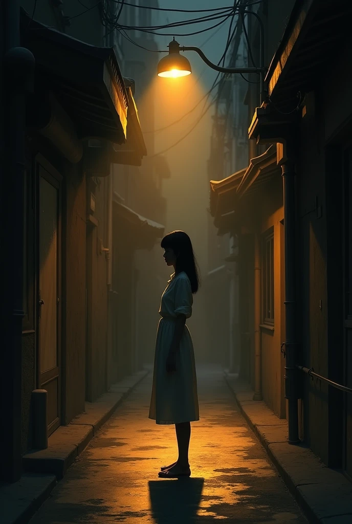 Girl in street light aesthetic