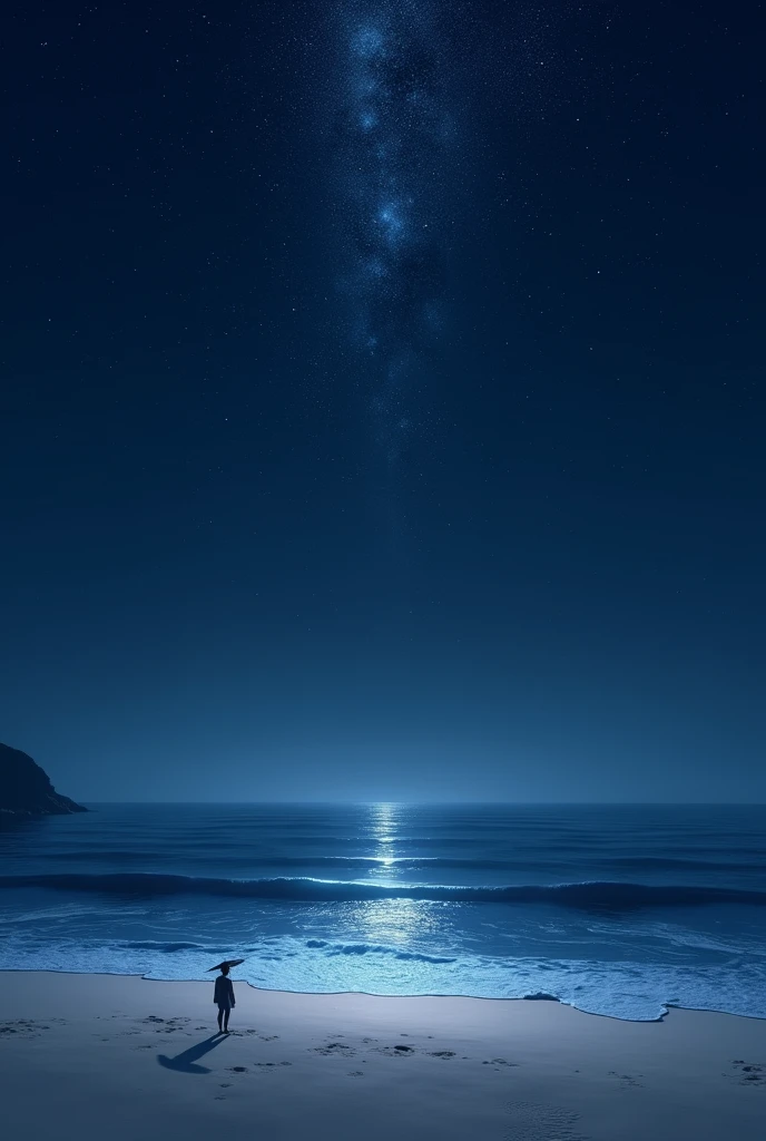 A realistic photo of a night at the beach with stars in the sky