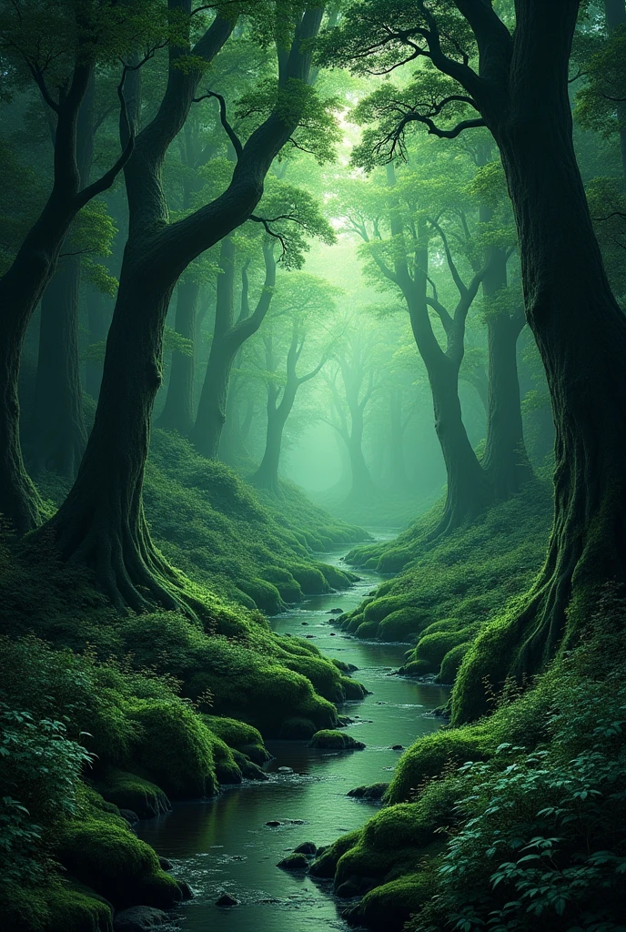 Dark green forest wallpaper