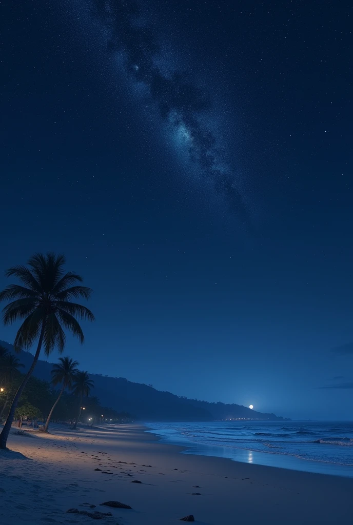 A night at the beach with stars in the sky