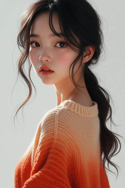 ((best qualityer)), ((work of art)), (detailded), 1 girl, ombro to ombro sweater,