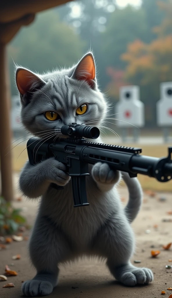 Grey Cat、swat、Fully Armed、shooting場、sniper rifle、shooting、Target destruction