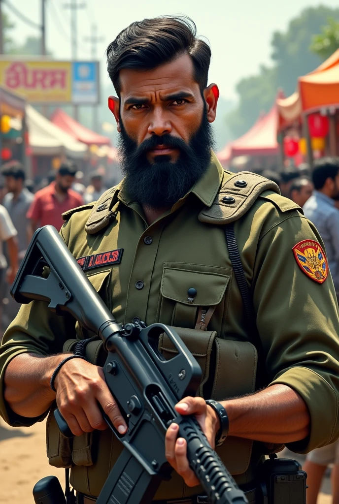 Indian fair para military man holding gun