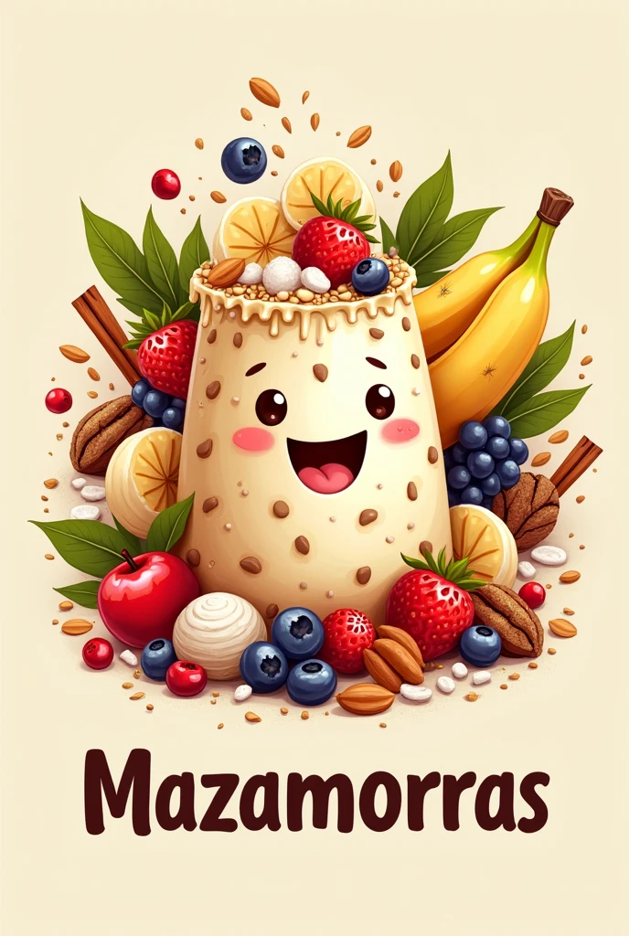 Design me a logo for a company that makes mazamorras, with lots of things in it. 


