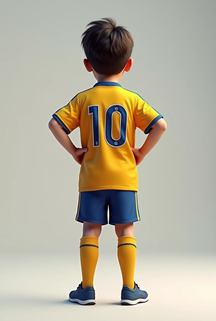 A boy wearing jersey from backside