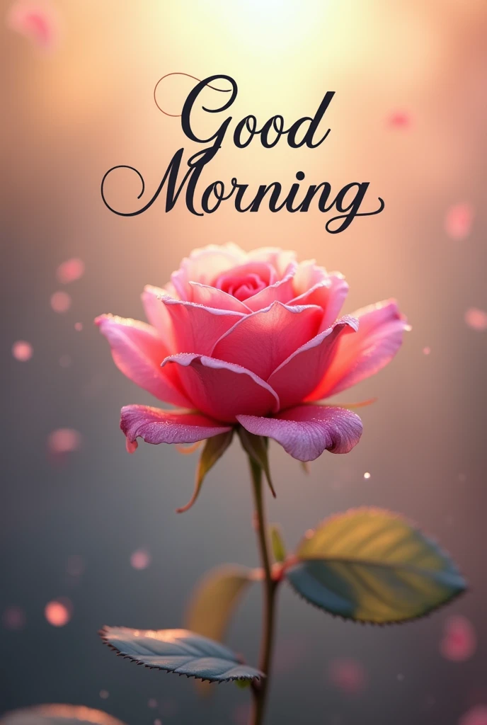 Write good Morning with a rose flower