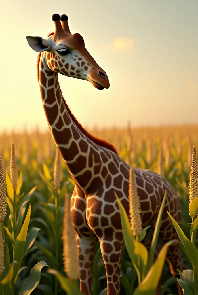 Giraffe with corn 