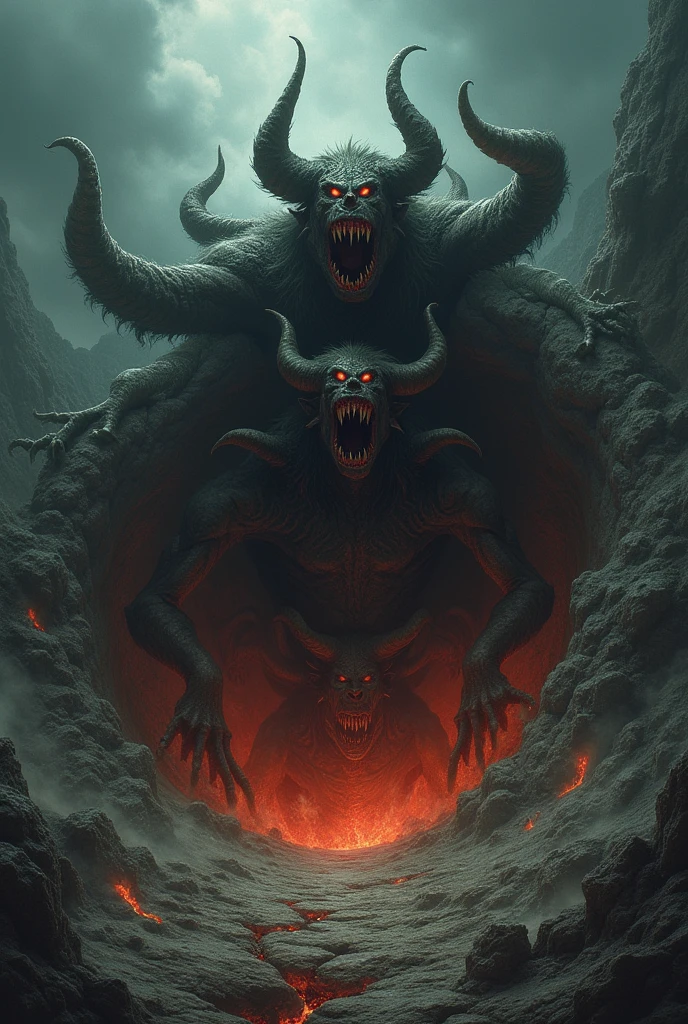 demons coming out of a hole