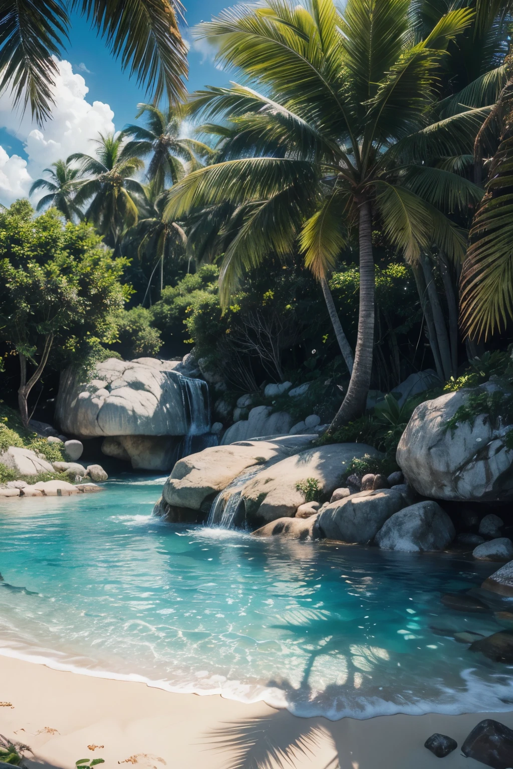a giant sea turtle, idyllic tropical island, lush jungle foliage, crystal clear turquoise waters, white sandy beaches, coconut palm trees, vibrant colorful flowers, detailed textures, cinematic lighting, photorealistic, (best quality,4k,8k,highres,masterpiece:1.2),ultra-detailed,(realistic,photorealistic,photo-realistic:1.37),HDR,UHD,studio lighting,ultra-fine painting,sharp focus,physically-based rendering,extreme detail description,professional,vivid colors,bokeh,landscape
