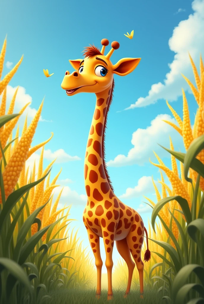 Animated giraffe with corn