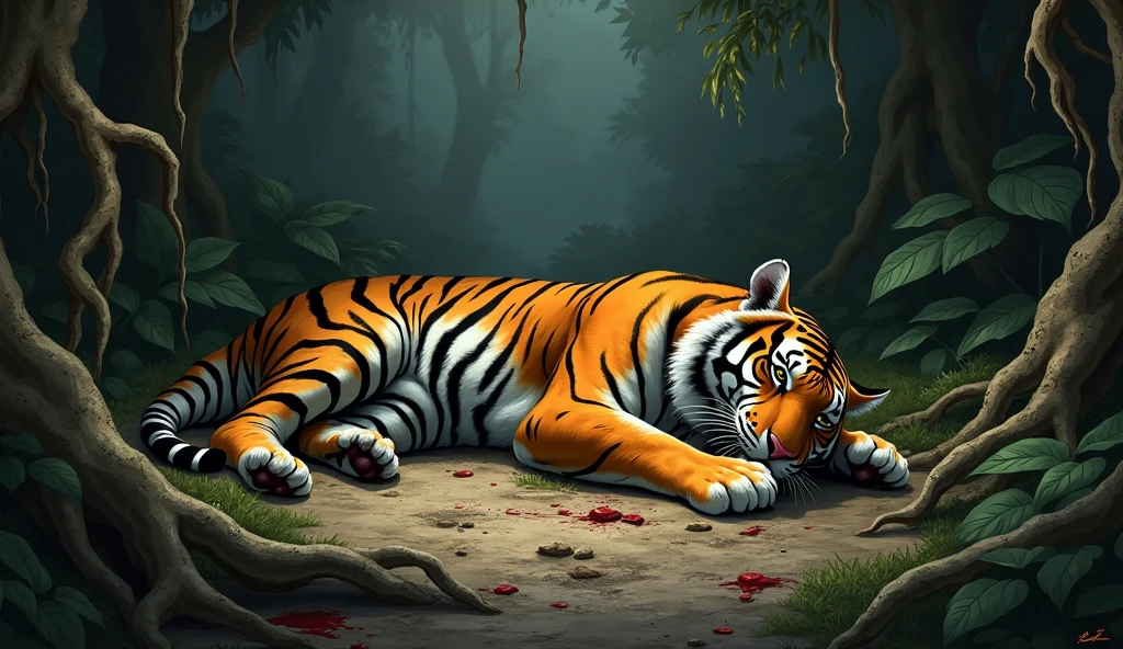 The tiger dies.