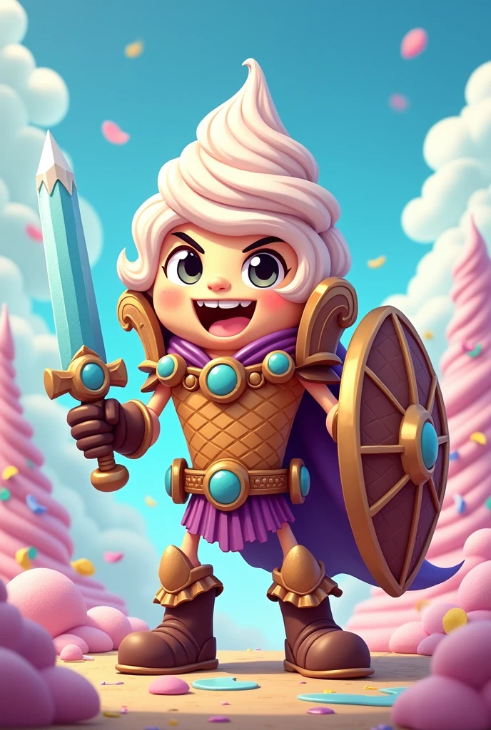 Cartoon ice cream warrior