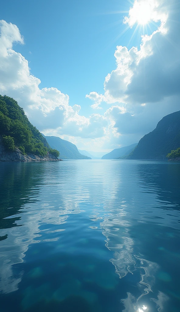 (work of art:1.2,highest quallity,ultra-high resolution,very detailled,realisitic,RAW Photos:1.2,Elaborated photos),8k,wall-paper,(ray tracing),Japan,(majestic river,Beautiful water surface,Light Diffuse Reflection),A photo that represents the flow of clouds and water,