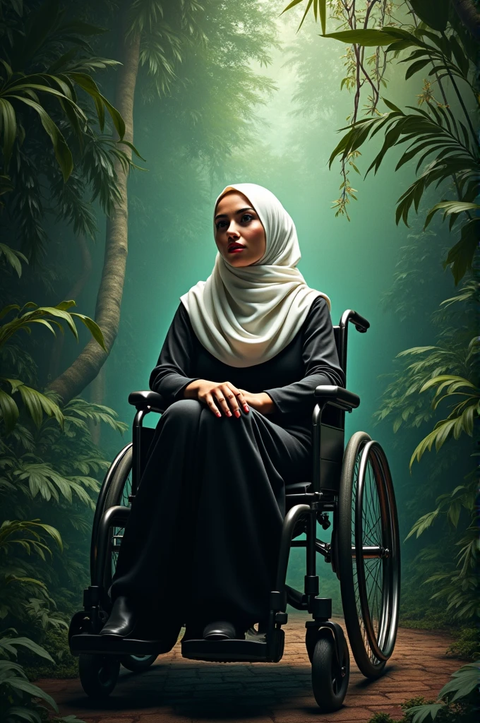 hijab white women wheelchair black pantyhose in jangle