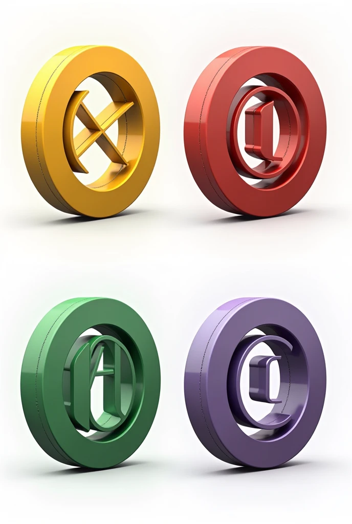 Yellow steel circle with Y13+ in the middle.
Red steel circle with Y18+ in the middle.
Green steel circle with the letter G in middle.
Purple circle with TBC in the middle
Make all separate and with same designs.
Make whats written inside circle big and clear to read. Make background transparent
