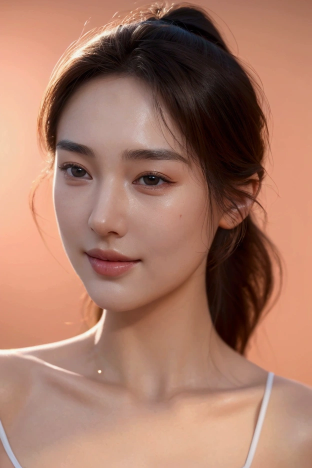 best quality, masterpiece, Ultra-high resolution, Super beautiful face, Pure body, Clearly visible pores, (Smile:0.8), (realism:1.5), original photo,23-year-old French woman,Sports bra,