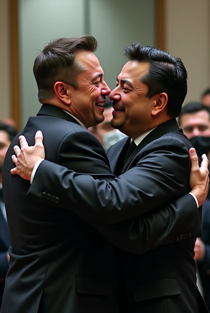 Elon Musk giving Nicolás Maduro a hug