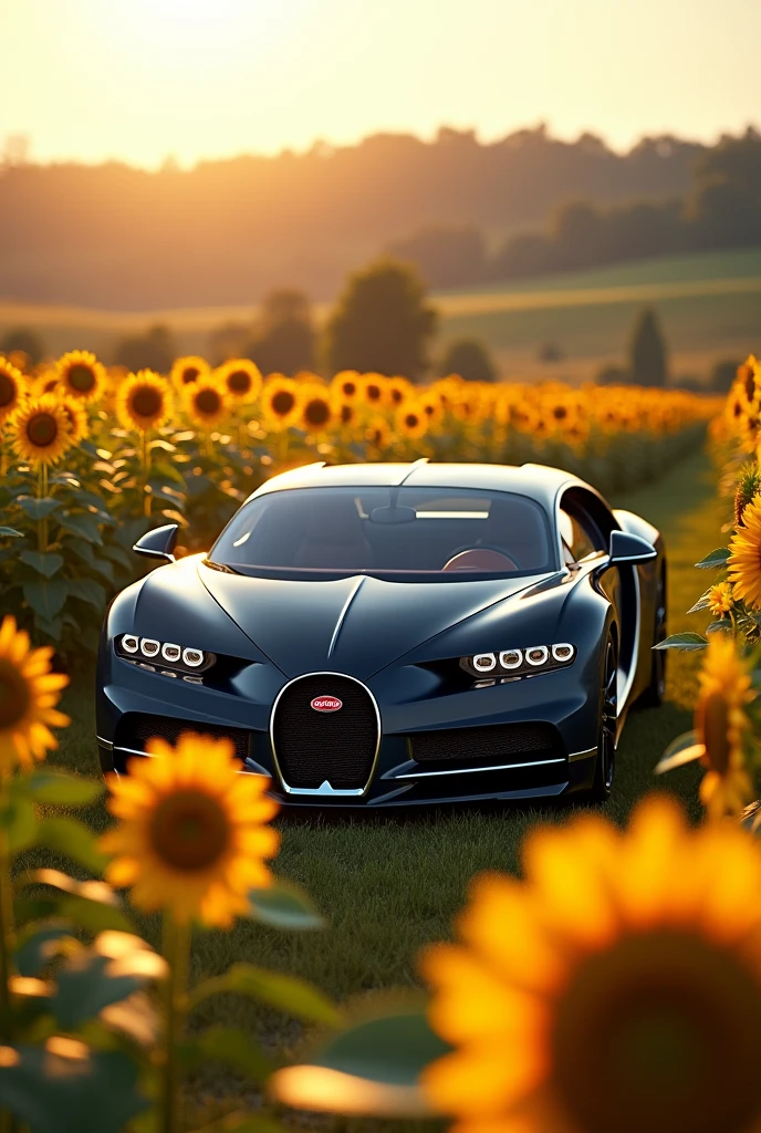 Butiful viwe Bugatti and sunflower