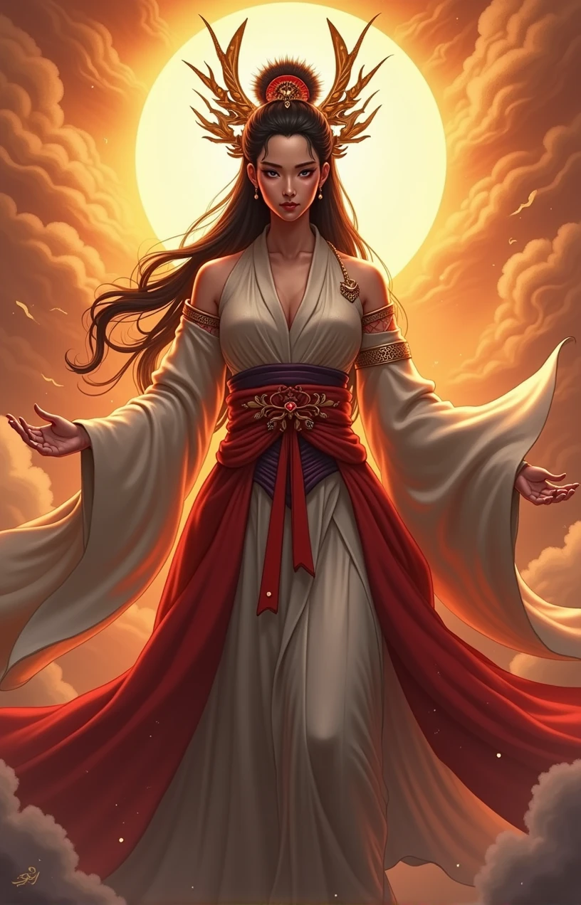 Fortune telling Japanese goddess Strong goddess Upper body background is God々しい
Size 9:16 Vertical