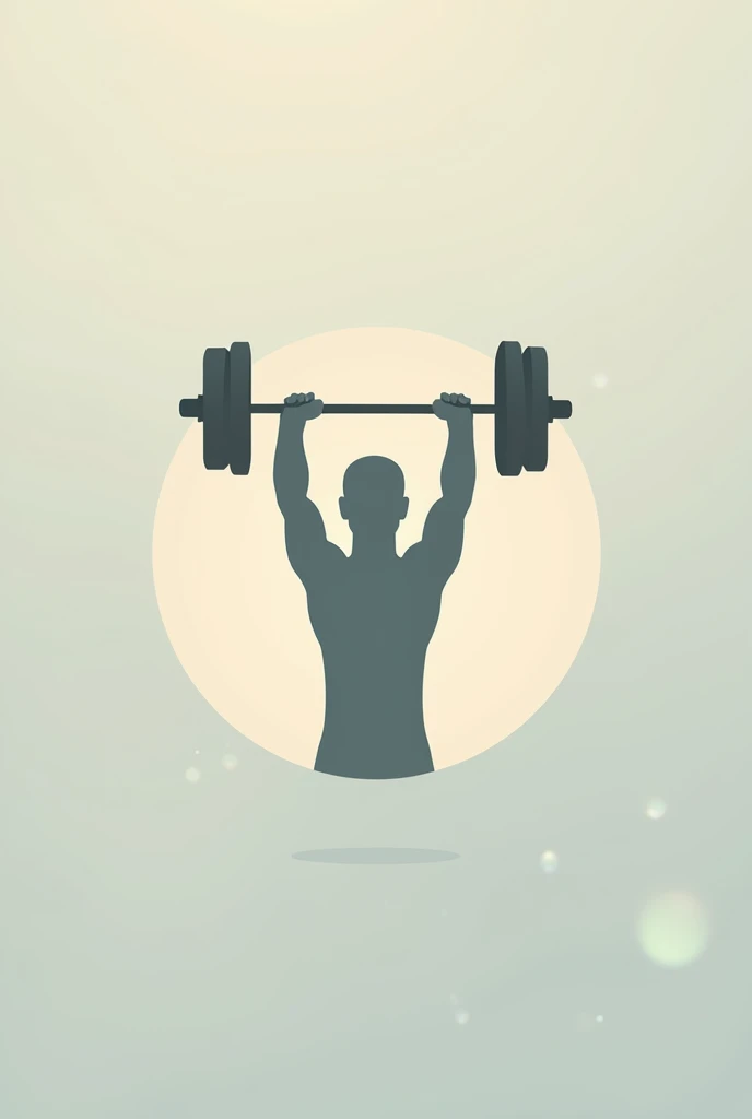 Logo for a weightlifting athlete, use light colors and the character should be a circle figure lifting the bar in a snatch. 