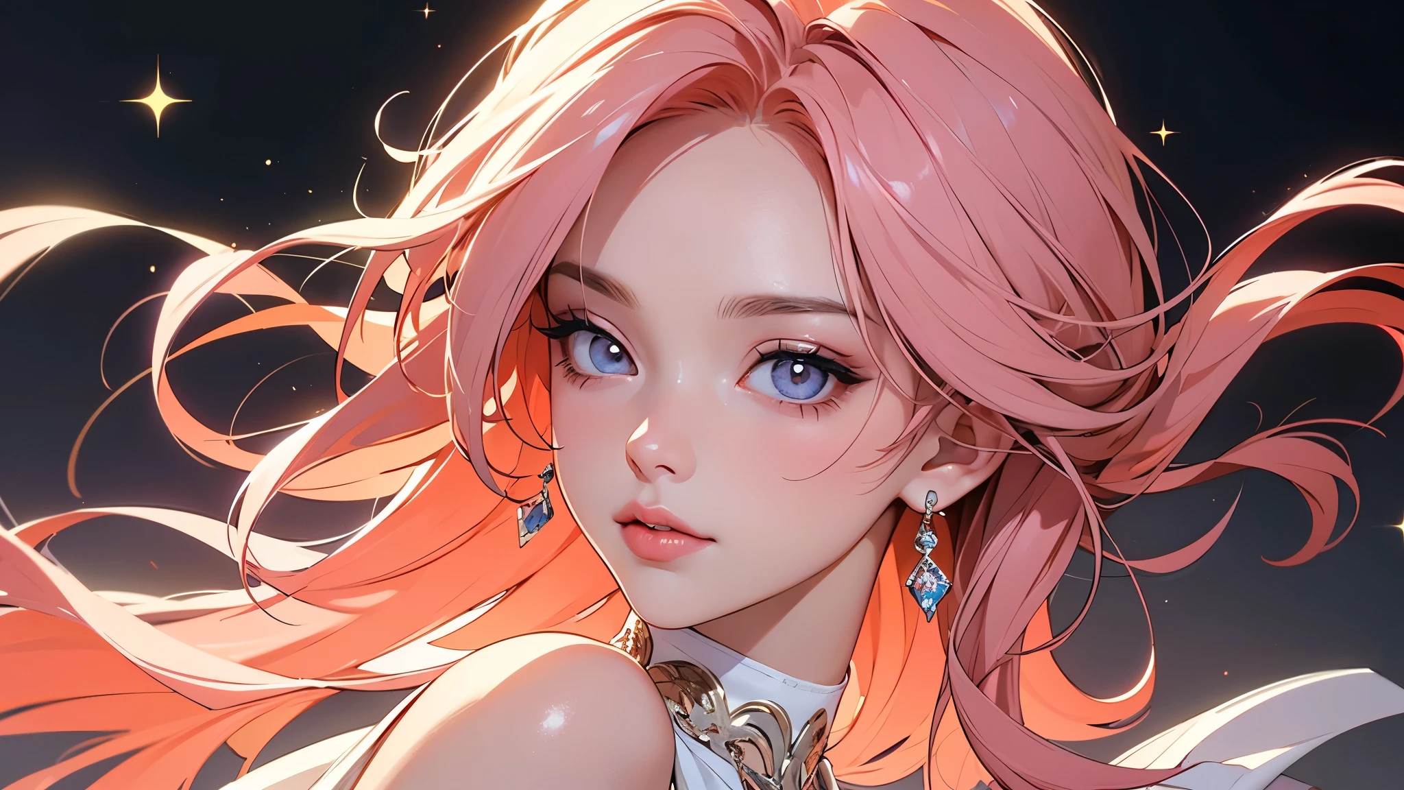 One girl, alone, flower畑, flower, (Official Art, unity 8k wallpaper, Super detailed, beautifully、aesthetic, masterpiece ,Highest quality:1.3), (Dynamic Angle:1.2), (Floating colorful sparkles:1) , elegant, Vibrant colors, Highly detailed face, Detailed eyes, Glowing Skin, Glossy Lips , Pale pink and pale orange background, Pink Hair,