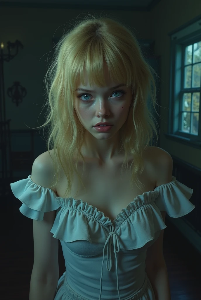 (((photorealistic:1.4))), ultra realistic, pores, (((masterpiece))),high quality, ultra details, realistic white skin beautiful face pretty korean idol adult smilling bloody woman showing long sharp black fingernails, model, very pretty, vein on hands, wearing sexy outfit, pretty long legs, ring on fingers, long yellow hair, long earrings, big necklace, licking painful expression of realistic ugly old man tied up on the post with throat ripped, blood splatter everywhere, extreme gore, looking at camera, high post, night, white torture room with torture device on the table