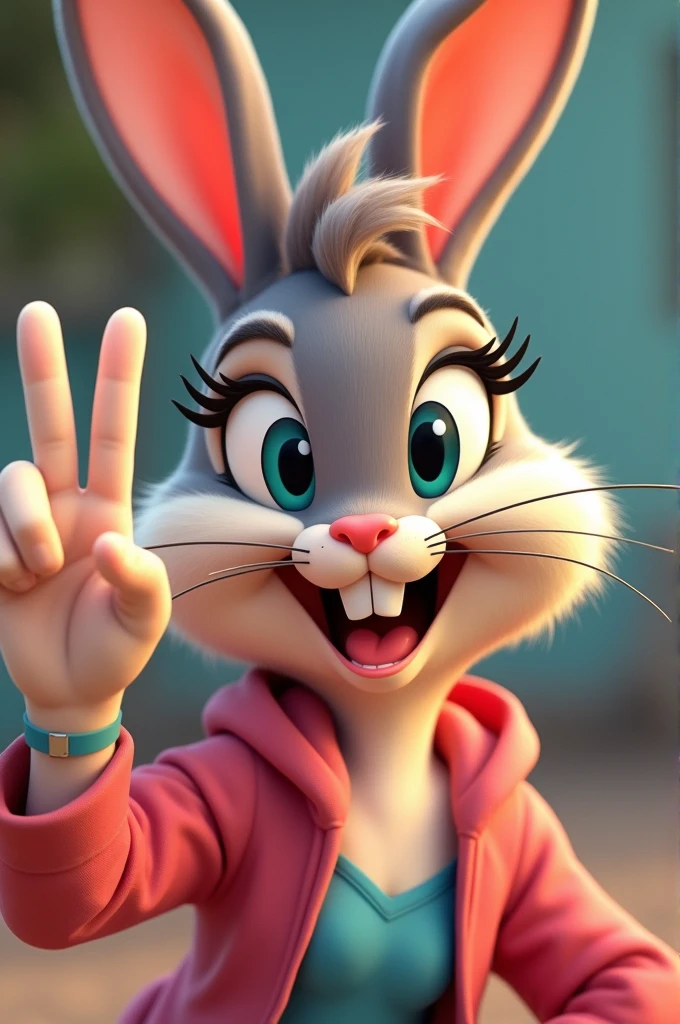 Lola bunny selfie peace