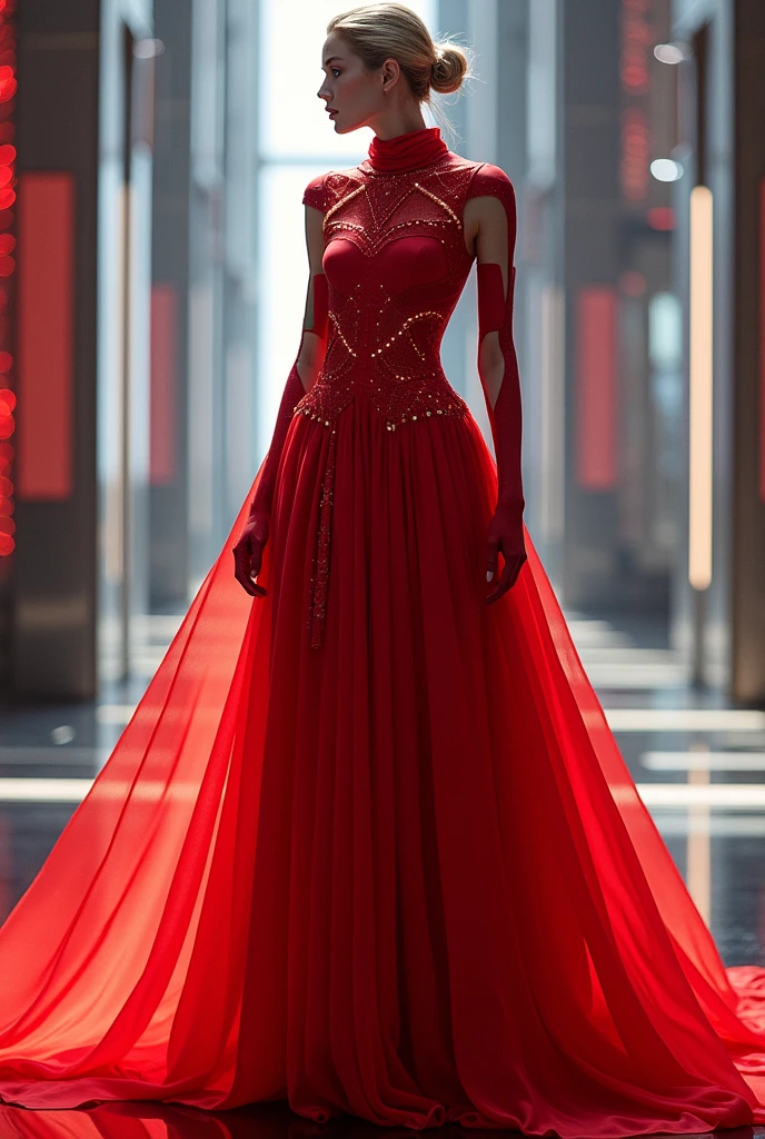 Red futuristic themed dress